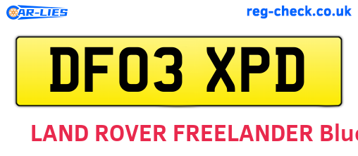DF03XPD are the vehicle registration plates.