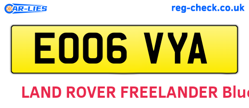 EO06VYA are the vehicle registration plates.