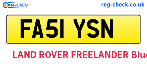 FA51YSN are the vehicle registration plates.