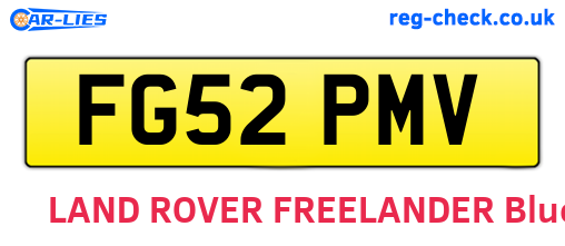 FG52PMV are the vehicle registration plates.