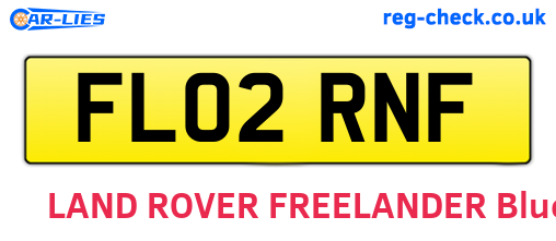 FL02RNF are the vehicle registration plates.