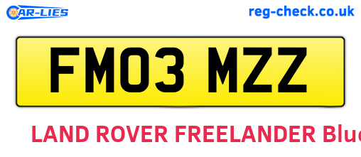 FM03MZZ are the vehicle registration plates.