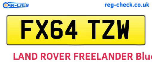 FX64TZW are the vehicle registration plates.