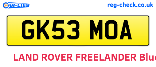 GK53MOA are the vehicle registration plates.