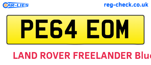 PE64EOM are the vehicle registration plates.