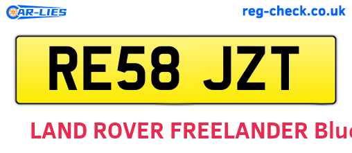RE58JZT are the vehicle registration plates.