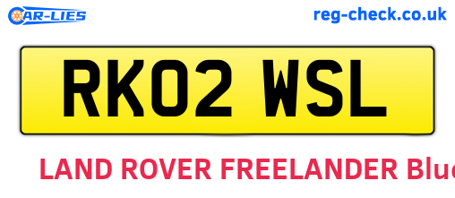 RK02WSL are the vehicle registration plates.
