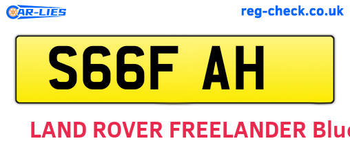 S66FAH are the vehicle registration plates.