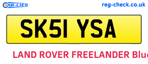 SK51YSA are the vehicle registration plates.