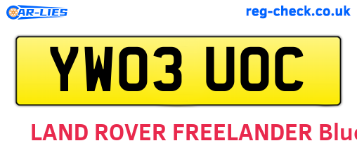 YW03UOC are the vehicle registration plates.