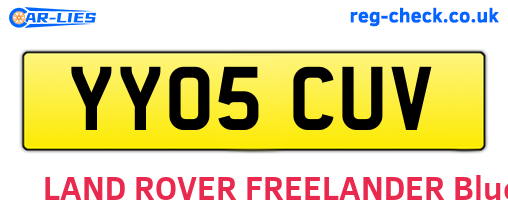 YY05CUV are the vehicle registration plates.