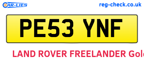 PE53YNF are the vehicle registration plates.