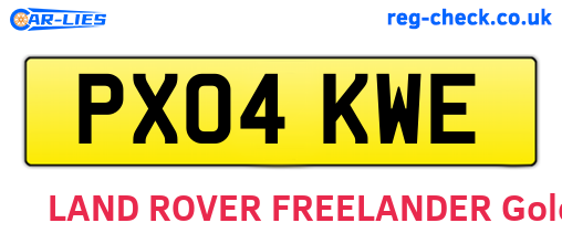 PX04KWE are the vehicle registration plates.