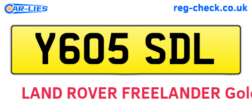 Y605SDL are the vehicle registration plates.
