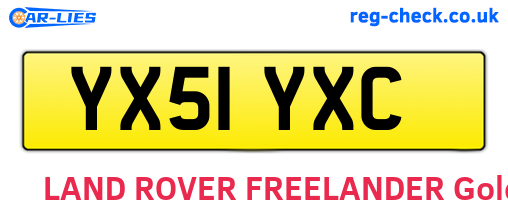 YX51YXC are the vehicle registration plates.
