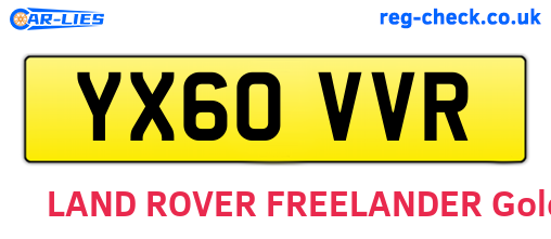 YX60VVR are the vehicle registration plates.