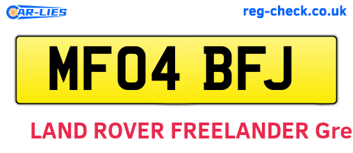 MF04BFJ are the vehicle registration plates.