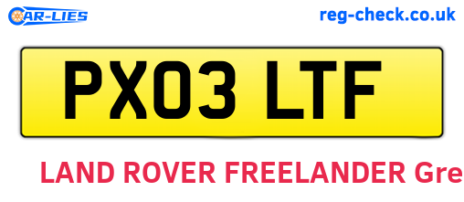 PX03LTF are the vehicle registration plates.