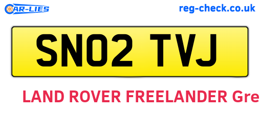 SN02TVJ are the vehicle registration plates.
