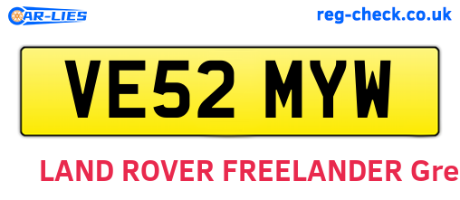 VE52MYW are the vehicle registration plates.