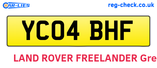 YC04BHF are the vehicle registration plates.