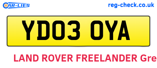 YD03OYA are the vehicle registration plates.