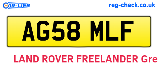 AG58MLF are the vehicle registration plates.