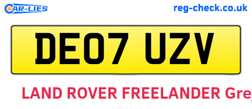 DE07UZV are the vehicle registration plates.