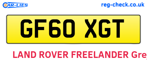 GF60XGT are the vehicle registration plates.