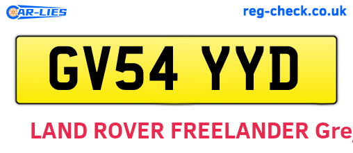 GV54YYD are the vehicle registration plates.
