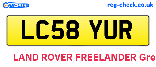 LC58YUR are the vehicle registration plates.