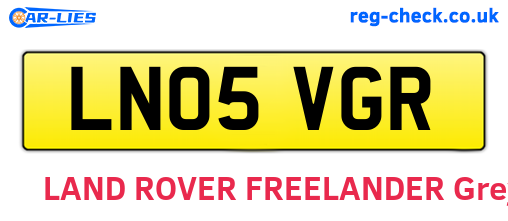 LN05VGR are the vehicle registration plates.