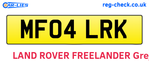 MF04LRK are the vehicle registration plates.
