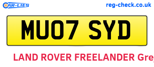 MU07SYD are the vehicle registration plates.