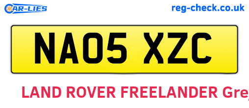 NA05XZC are the vehicle registration plates.