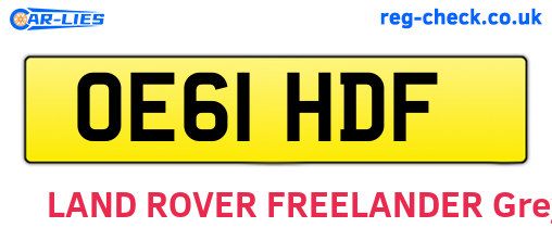 OE61HDF are the vehicle registration plates.