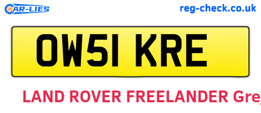 OW51KRE are the vehicle registration plates.
