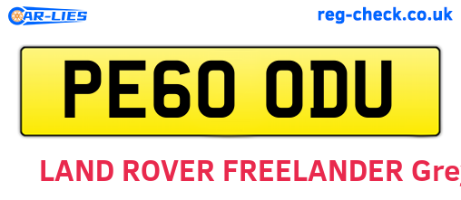 PE60ODU are the vehicle registration plates.
