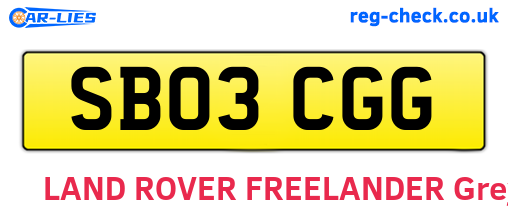 SB03CGG are the vehicle registration plates.