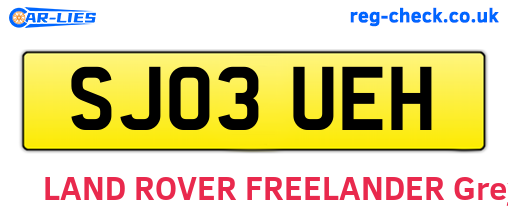 SJ03UEH are the vehicle registration plates.