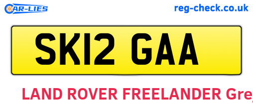 SK12GAA are the vehicle registration plates.
