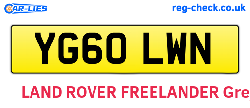 YG60LWN are the vehicle registration plates.