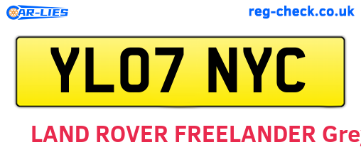 YL07NYC are the vehicle registration plates.