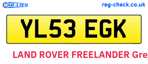 YL53EGK are the vehicle registration plates.