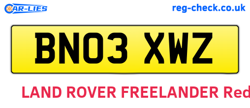BN03XWZ are the vehicle registration plates.