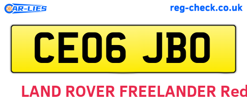 CE06JBO are the vehicle registration plates.