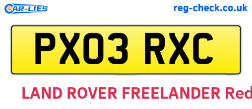 PX03RXC are the vehicle registration plates.