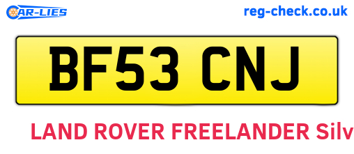 BF53CNJ are the vehicle registration plates.