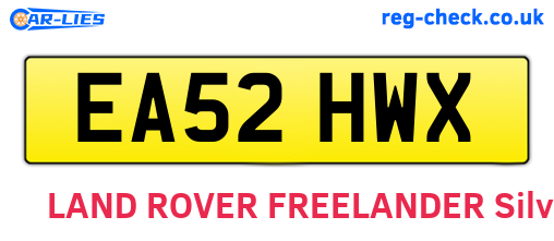 EA52HWX are the vehicle registration plates.
