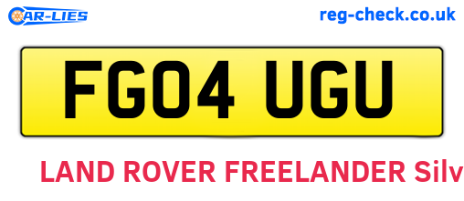 FG04UGU are the vehicle registration plates.